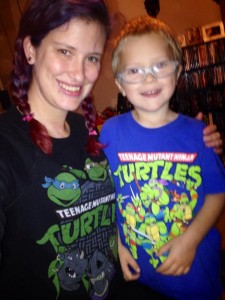 Super Cool Turtle Power! Mathis and Mom are all smiles.